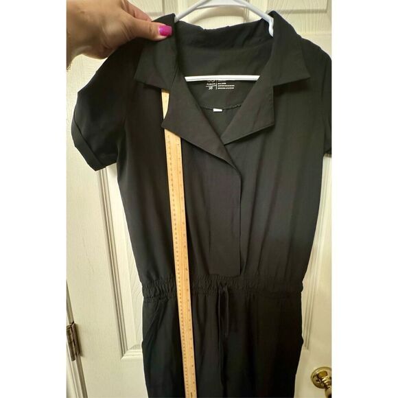 Albion Black Collar Roll Tab Short Sleeve Zipper Jogger Jumpsuit Women’s Small - Picture 10 of 13